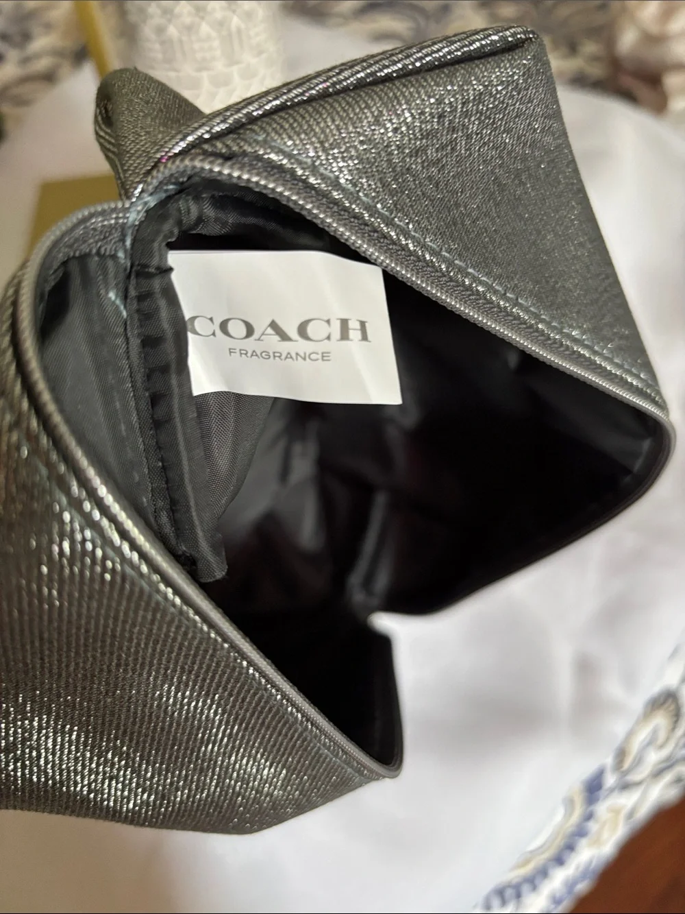 Coach Fragrance Shimmering Silver Large Makeup Cosmetic Bag